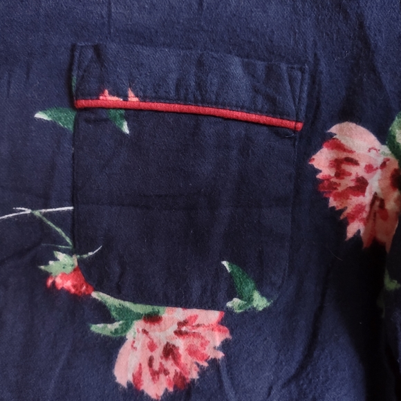 LIZ CLAIBORNE Pajama Top XXL Navy Blue Rose Floral Romantic Print 2X - Picture 6 of 7